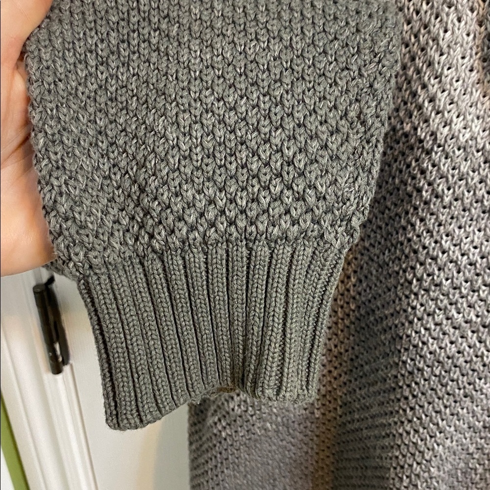 Denver Hayes Cotton Knit Quarter Snap Cowl Neck Sweater Grey Cream Men’s Large - Picture 4 of 7